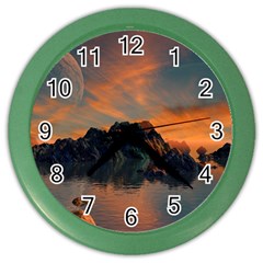 Horizon Sunset Evening Sunrise Color Wall Clock by Pakrebo