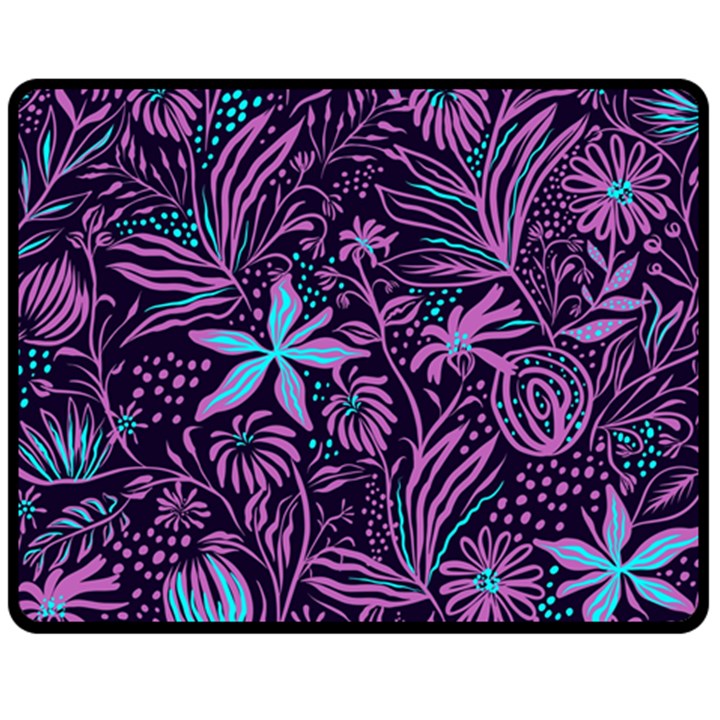 Stamping Pattern Leaves Drawing Double Sided Fleece Blanket (Medium) 