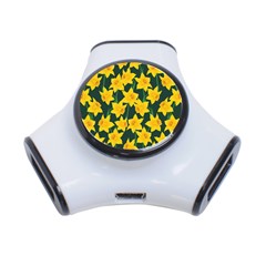 Yellow Daffodils Pattern 3-port Usb Hub by Valentinaart