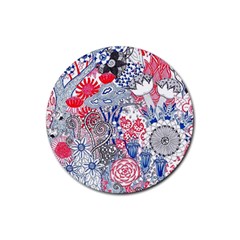 Floral Jungle  Rubber Round Coaster (4 Pack)  by okhismakingart