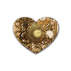 Wonderful Steampunk Design, Awesome Clockwork Rubber Coaster (heart)  by FantasyWorld7