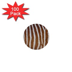 Skin Zebra Striped White Brown 1  Mini Buttons (100 Pack) 