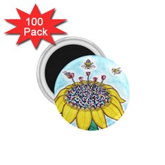 Bees At Work In Blue  1 75  Magnets (100 Pack) 