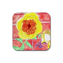 Reid Hall Rose Watercolor Rubber Coaster (square)  by okhismakingart
