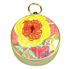 Reid Hall Rose Watercolor Gold Compasses by okhismakingart