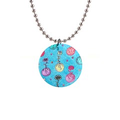 Flower Orbs  1  Button Necklace