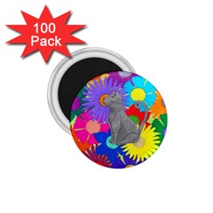 Floral Cat 1 75  Magnets (100 Pack)  by okhismakingart