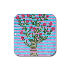 Notebook Flower Tree Rubber Coaster (square)  by okhismakingart