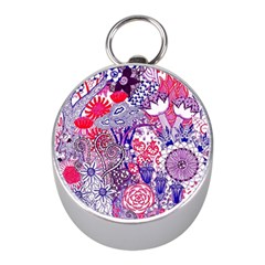 Floral Jungle Purple Mini Silver Compasses by okhismakingart