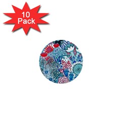 Floral Jungle Blue 1  Mini Buttons (10 Pack)  by okhismakingart