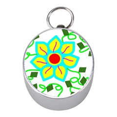 Digital Flower Mini Silver Compasses by okhismakingart