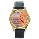 Electric Field Art XXII Round Gold Metal Watch Front