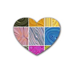 Electric Field Art Collage Ii Heart Coaster (4 Pack)  by okhismakingart