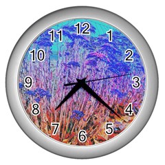 Sedum And Turquoise Wall Clock (silver) by okhismakingart