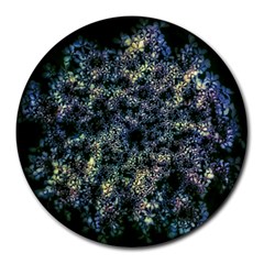Queen Annes Lace In Blue And Yellow Round Mousepads by okhismakingart