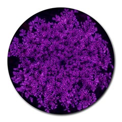 Queen Annes Lace In Purple Round Mousepads by okhismakingart