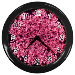 Queen Annes Lace In Red Part Ii Wall Clock (black) by okhismakingart