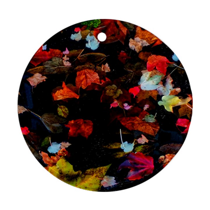 Leaves and Puddle Round Ornament (Two Sides)