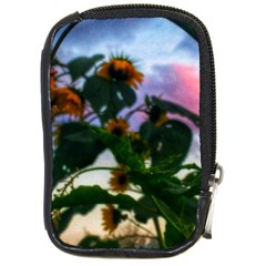 Sunflowers And Wild Weeds Compact Camera Leather Case by okhismakingart