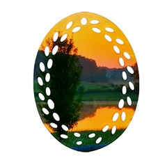 Lake Sunrise Oval Filigree Ornament (two Sides) by okhismakingart