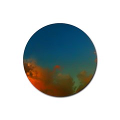Orange And Blue Sky Rubber Coaster (round)  by okhismakingart