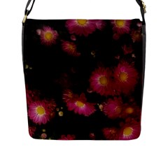 Purple Flowers With Yellow Centers Flap Closure Messenger Bag (l) by okhismakingart