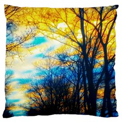 Yellow And Blue Forest Large Cushion Case (two Sides) by okhismakingart