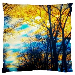 Yellow And Blue Forest Large Flano Cushion Case (two Sides) by okhismakingart