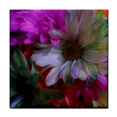 Grainy Green Flower (with Blue Tint) Tile Coasters by okhismakingart