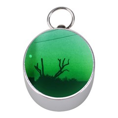 Creepy Green Scene Mini Silver Compasses by okhismakingart