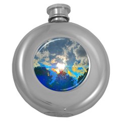 Broken Sky Round Hip Flask (5 Oz) by okhismakingart