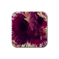 Purple Highlighted Flowers Rubber Coaster (square)  by okhismakingart