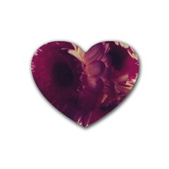 Purple Highlighted Flowers Rubber Coaster (heart)  by okhismakingart