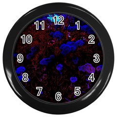 Red-edged Blue Sedum Wall Clock (black) by okhismakingart