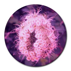Pink Closing Queen Annes Lace Round Mousepads by okhismakingart