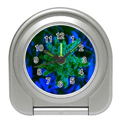 Blue And Green Sumac Bloom Travel Alarm Clock by okhismakingart
