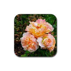 Bunch Of Orange And Pink Roses Rubber Coaster (square)  by okhismakingart