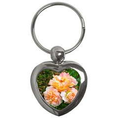 Bunch Of Orange And Pink Roses Key Chains (heart)  by okhismakingart