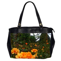 Orange Rose Field Oversize Office Handbag (2 Sides) by okhismakingart