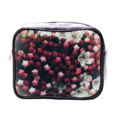 Floral Stars -dark Red Mini Toiletries Bag (one Side)