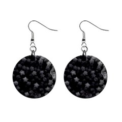 Floral Stars -black And White Mini Button Earrings