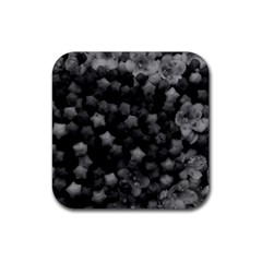 Floral Stars -black And White Rubber Coaster (square)  by okhismakingart