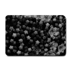 Floral Stars -black And White, High Contrast Small Doormat  by okhismakingart