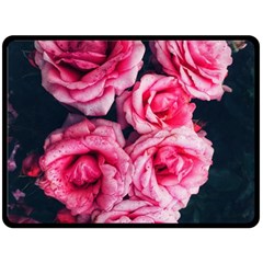 Pink Roses Ii Double Sided Fleece Blanket (large)  by okhismakingart