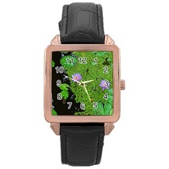 Lily Pond Rose Gold Leather Watch  by okhismakingart