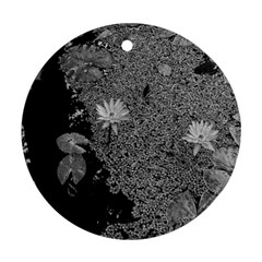 Black And White Lily Pond Ornament (round) by okhismakingart