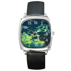 Lily Pond Ii Square Metal Watch by okhismakingart