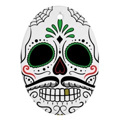 Day Of The Dead Skull Sugar Skull Oval Ornament (two Sides) by Sudhe