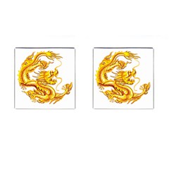 Chinese Dragon Golden Cufflinks (square) by Sudhe