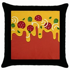 Pizza Topping Funny Modern Yellow Melting Cheese And Pepperonis Throw Pillow Case (black) by genx